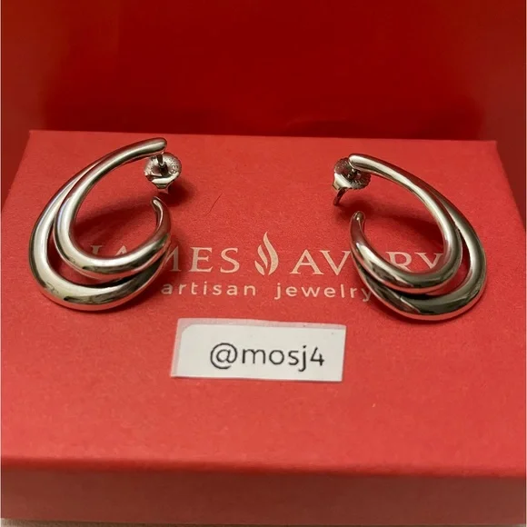 Retired HTF James Avery Open Swirl Earrings - Picture 1 of 5